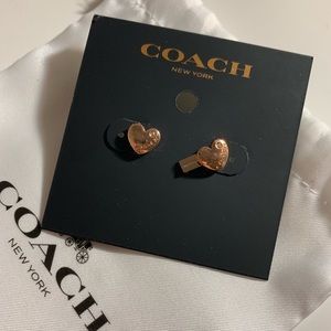 NWT rose cold coach heart earrings!!!